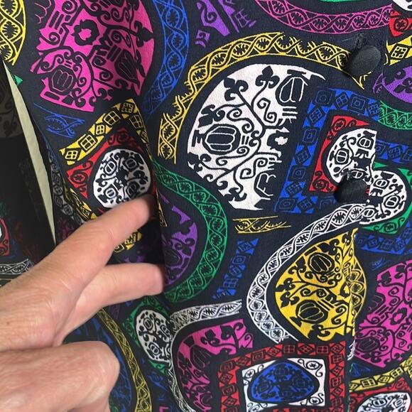 Vintage Evan Picone geometric designed l/s blouse women’s 14 - Picture 11 of 15